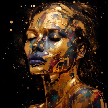 Arts numériques intitulée "Gold dust" par Wonder Art, Œuvre d'art originale, Travail numérique 2D