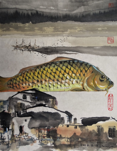 Ζωγραφική με τίτλο "Métamorphose n°1" από Wa Wong, Αυθεντικά έργα τέχνης, Μελάνι