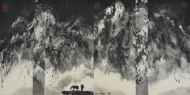 Peinture intitulée "Cavalier solitaire…" par Wa Wong, Œuvre d'art originale, Encre