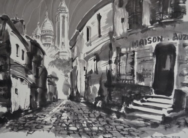 Malerei mit dem Titel "Montmartre" von Wa Wong, Original-Kunstwerk, Tinte