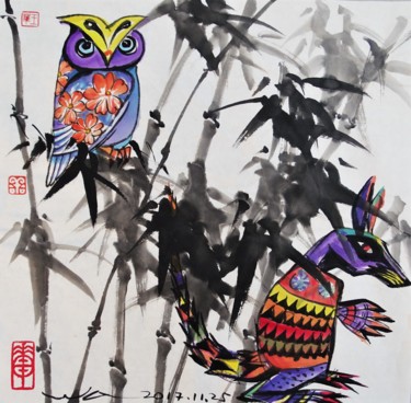 Painting titled "Souvenirs" by Wa Wong, Original Artwork, Ink