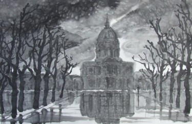 Painting titled "Invalides - encre d…" by Wa Wong, Original Artwork, Ink