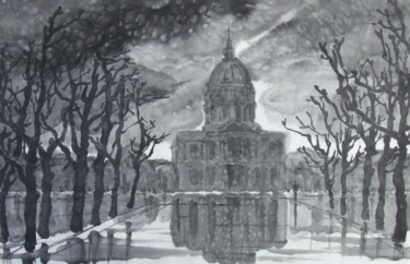 Schilderij getiteld "Invalides - encre d…" door Wa Wong, Origineel Kunstwerk, Inkt