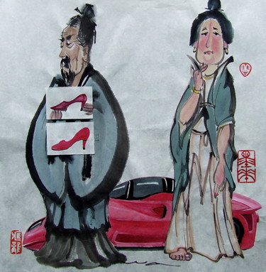 Pintura intitulada "Cendrillon chinoise" por Wa Wong, Obras de arte originais, Tinta