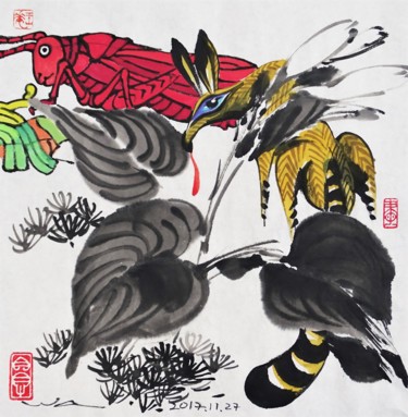 Peinture intitulée "Couleurs du Mexique…" par Wa Wong, Œuvre d'art originale, Encre