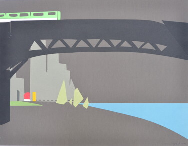 Collages titulada "Métro suspendu" por Wa Wong, Obra de arte original, Collages