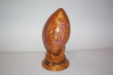 Sculpture titled "Wood Football" by Lane Daniel, Original Artwork, Wood