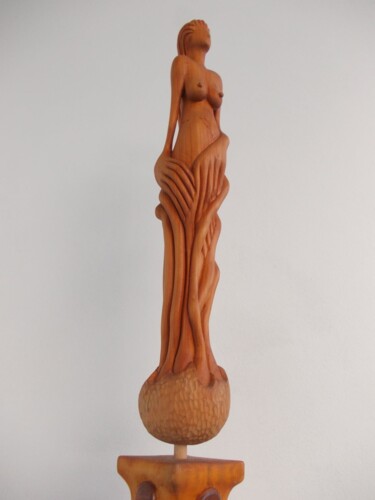 Sculpture titled "KİBELE-1" by Hasan Canel, Original Artwork, Wood