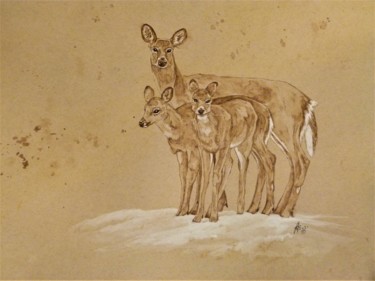 Zeichnungen mit dem Titel "famille" von Lynn Vaillancourt, Original-Kunstwerk, Tinte