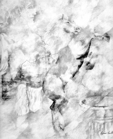 Dibujo titulada "Gravé dans le marbre" por Lynn Vaillancourt, Obra de arte original, Grafito