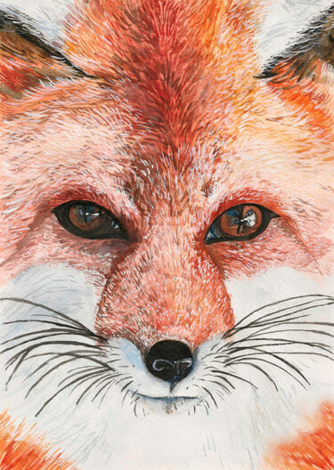 Картина под названием "Fox" - Валентина Гарматюк (WowValentine), Подлинное произведение искусства, Акварель