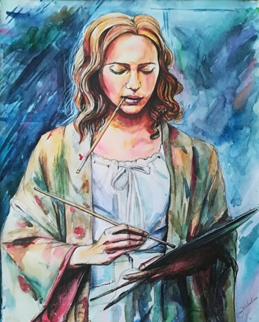 Картина под названием "Artist" - Валентина Гарматюк (WowValentine), Подлинное произведение искусства, Акварель