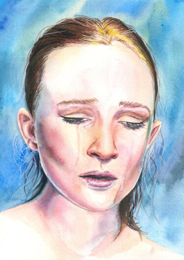 Картина под названием "So sad" - Валентина Гарматюк (WowValentine), Подлинное произведение искусства, Акварель