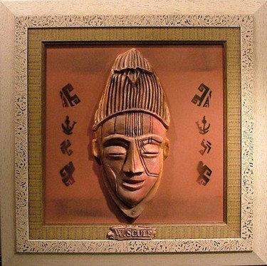 Sculpture titled "African Maske" by Mayta Pasa & Alvaro Berti Wall Sculptures, Original Artwork