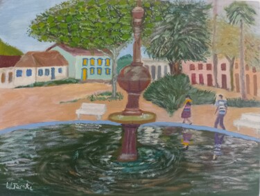 Painting titled "Chafariz de Mariana" by Wtanke, Original Artwork, Oil Mounted on Wood Stretcher frame