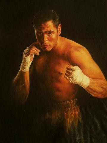 Malerei mit dem Titel "champ" von Ralph Rivello, Original-Kunstwerk, Öl