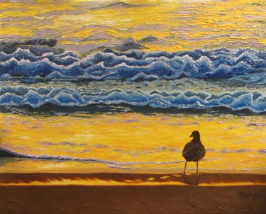 Картина под названием "Beach Seagull" - Frank Wuts, Подлинное произведение искусства