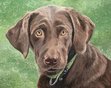 Painting titled "Chocolate Labrador…" by Frank Wuts, Original Artwork, Oil