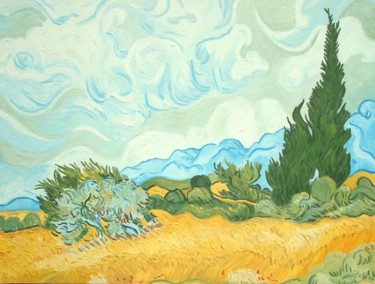 Картина под названием "Van Gogh's Cypress…" - Frank Wuts, Подлинное произведение искусства