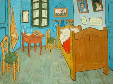 Schilderij getiteld "Bedroom in Arles I" door Frank Wuts, Origineel Kunstwerk