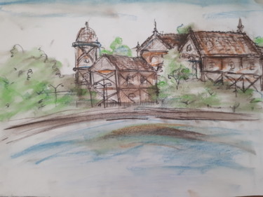 Рыбная деревня Drawing titled "Рыбная деревня" by Екатерина Ефиц, Original Art, Pastel