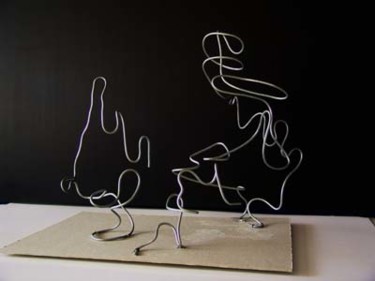 Sculpture titled "Iron wire" by Xinming Wang, Original Artwork, Metals
