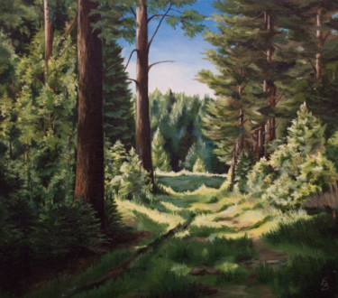 Картина под названием "Лесная поляна" - Елена Исадченко, Подлинное произведение искусства, Масло