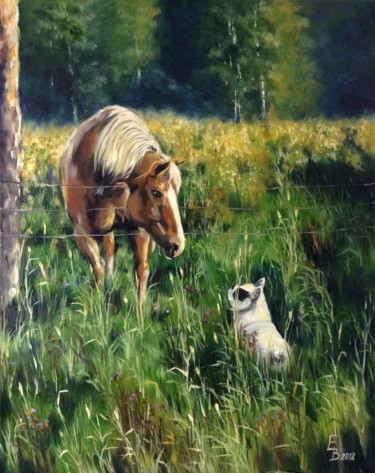 Painting titled "Соседи" by Elena Isadchenko, Original Artwork, Oil