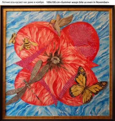 Peinture intitulée "Летние осы кусают н…" par Ursula Chesterfield, Œuvre d'art originale, Acrylique