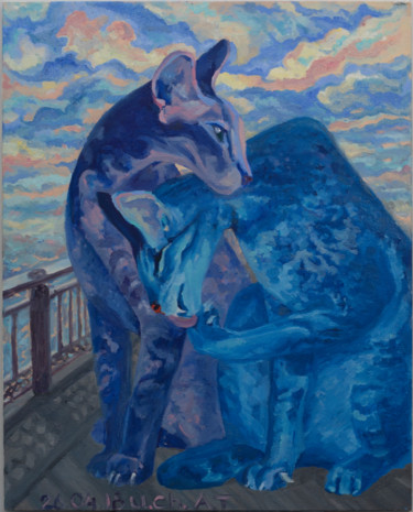 Pittura intitolato "В городе" da Ursula Chesterfield, Opera d'arte originale, Olio
