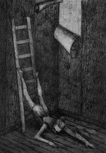 Drawing titled "unstuck again" by Victoria Khabarova, Original Artwork, Ink