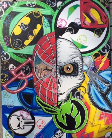 Painting titled "Spider BulB" by Xale, Original Artwork, Marker Mounted on Cardboard