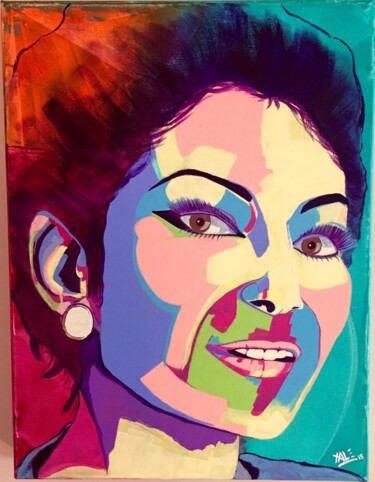Painting titled "Maria Callas" by Xale, Original Artwork, Acrylic Mounted on Wood Stretcher frame
