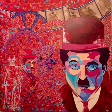 Painting titled "La vie de Charlot"…" by Xale, Original Artwork, Acrylic Mounted on Wood Stretcher frame