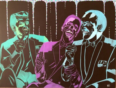 Painting titled ""The (Fun) Rat Pack"" by Xale, Original Artwork, Acrylic Mounted on Wood Stretcher frame