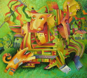 Painting titled "Artfobia" by Oxana Cherkassova, Original Artwork