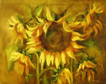 Painting titled "Sunflowers" by Oxana Cherkassova, Original Artwork