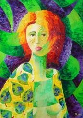 Painting titled "Self portrait" by Oxana Cherkassova, Original Artwork