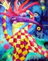 Painting titled "Arlecchino" by Oxana Cherkassova, Original Artwork