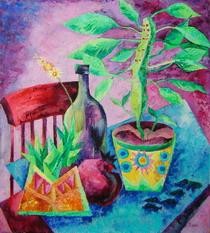 Painting titled "Still life with cac…" by Oxana Cherkassova, Original Artwork