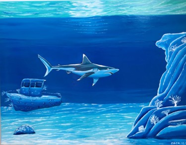 Painting titled "Un requin pointe bl…" by Orca, Original Artwork