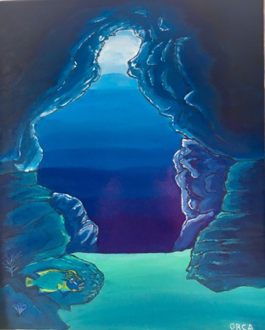 Painting titled "caverne marine" by Orca, Original Artwork