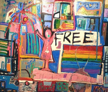 Painting titled "Free" by Xavi Garcia, Original Artwork, Oil