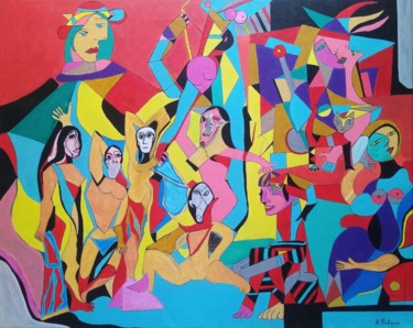 Malarstwo zatytułowany „Señoritas” autorstwa Xavier Palacin, Oryginalna praca, Akryl