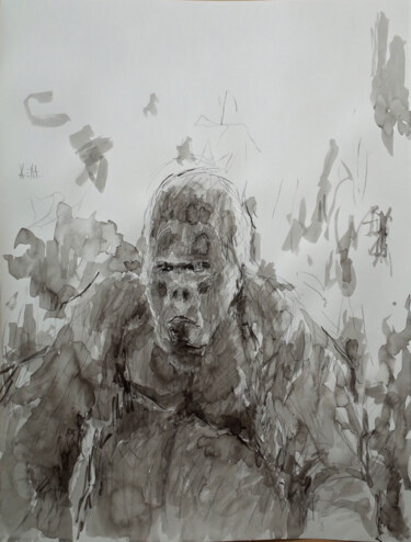 Pintura intitulada "Gorille" por Xavier Auffret, Obras de arte originais, Tinta