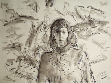 Картина под названием "JOAN MITCHELL" - Xavier Auffret, Подлинное произведение искусства, Чернила