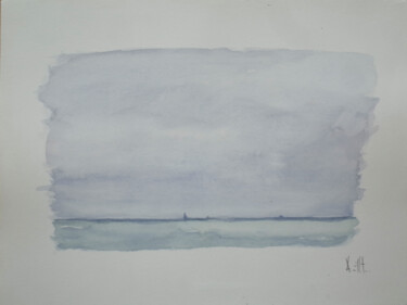 Painting titled "MARINE 3" by Xavier Auffret, Original Artwork, Watercolor