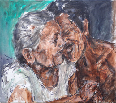 Peinture intitulée "COUPLE" par Xavier Auffret, Œuvre d'art originale, Acrylique Monté sur Châssis en bois