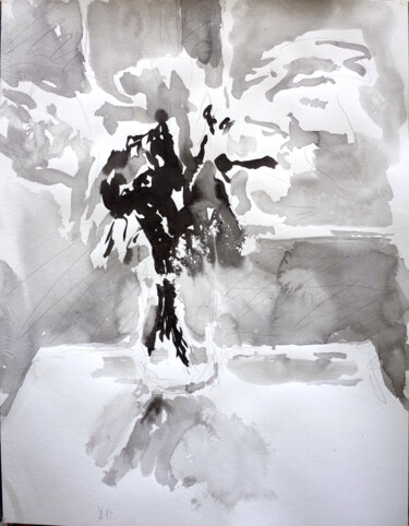 Painting titled "BOUQUET TABLE LUMIÈ…" by Xavier Auffret, Original Artwork, Ink