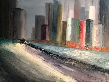 Painting titled "New York" by Xavier Chauvin, Original Artwork, Oil